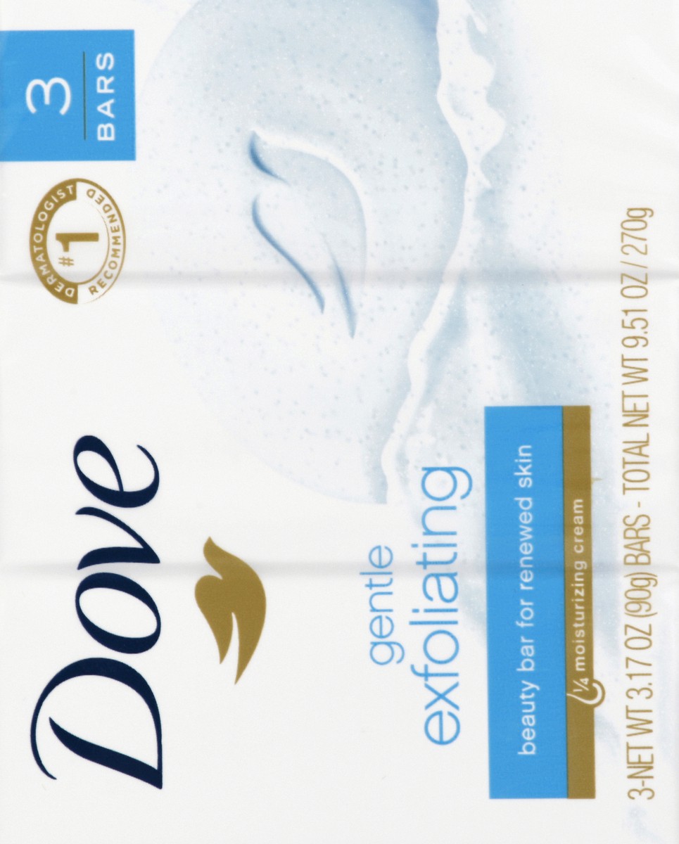 slide 2 of 6, Dove Beauty Bar Gentle Exfoliating With Mild Cleanser, 3.17 oz, 3 Bars , 3.17 oz