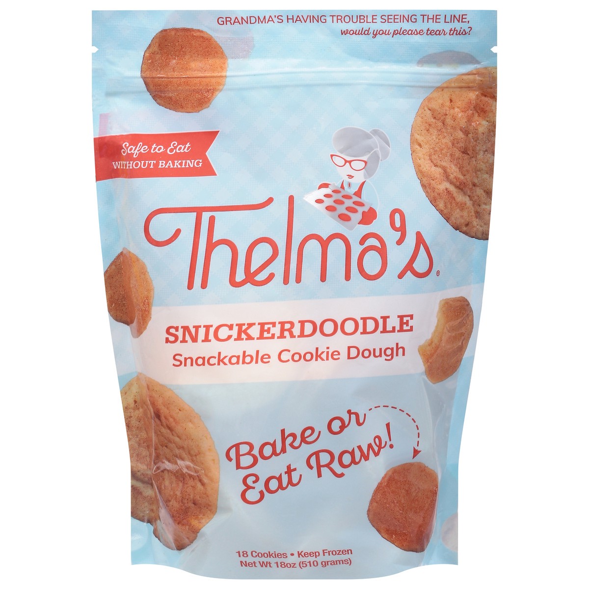 slide 1 of 9, Thelma's Snickerdoodle Ready To Eat Cookie Dough - 18 Oz, 18 oz