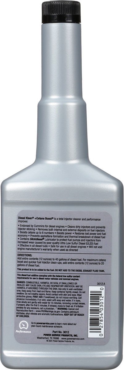 slide 9 of 11, Power Service Diesel Kleen +Cetane Boost Injector Cleaner & Performance Improver 12 oz, 12 oz
