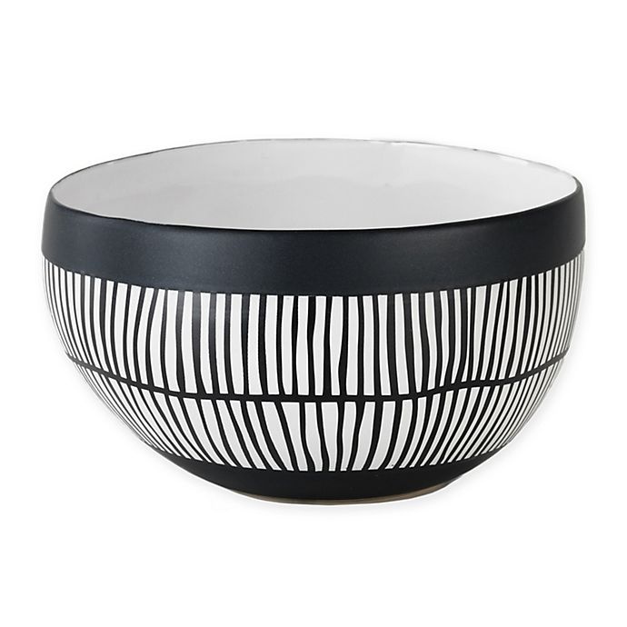 slide 1 of 1, Zodax Portofino Patterned Ceramic Bowl Set - Black/White, 2 ct