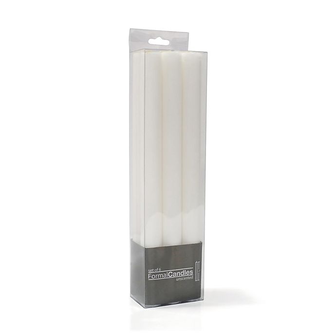 slide 1 of 1, Zodax Flat Top Unscented Formal Candles - White, 6 ct