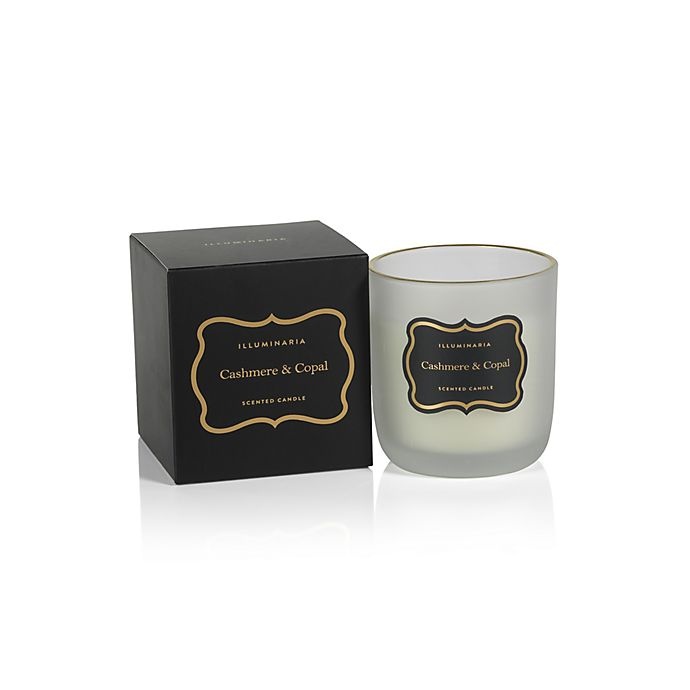 slide 1 of 1, Zodax Cashmere & Copal Junior Frosted Glass Jar Candle with Gold Rim, 1 ct