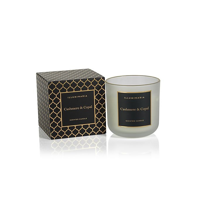 slide 1 of 1, Zodax Cashmere & Copal Frosted Glass Jar Candle with Gold Rim, 1 ct