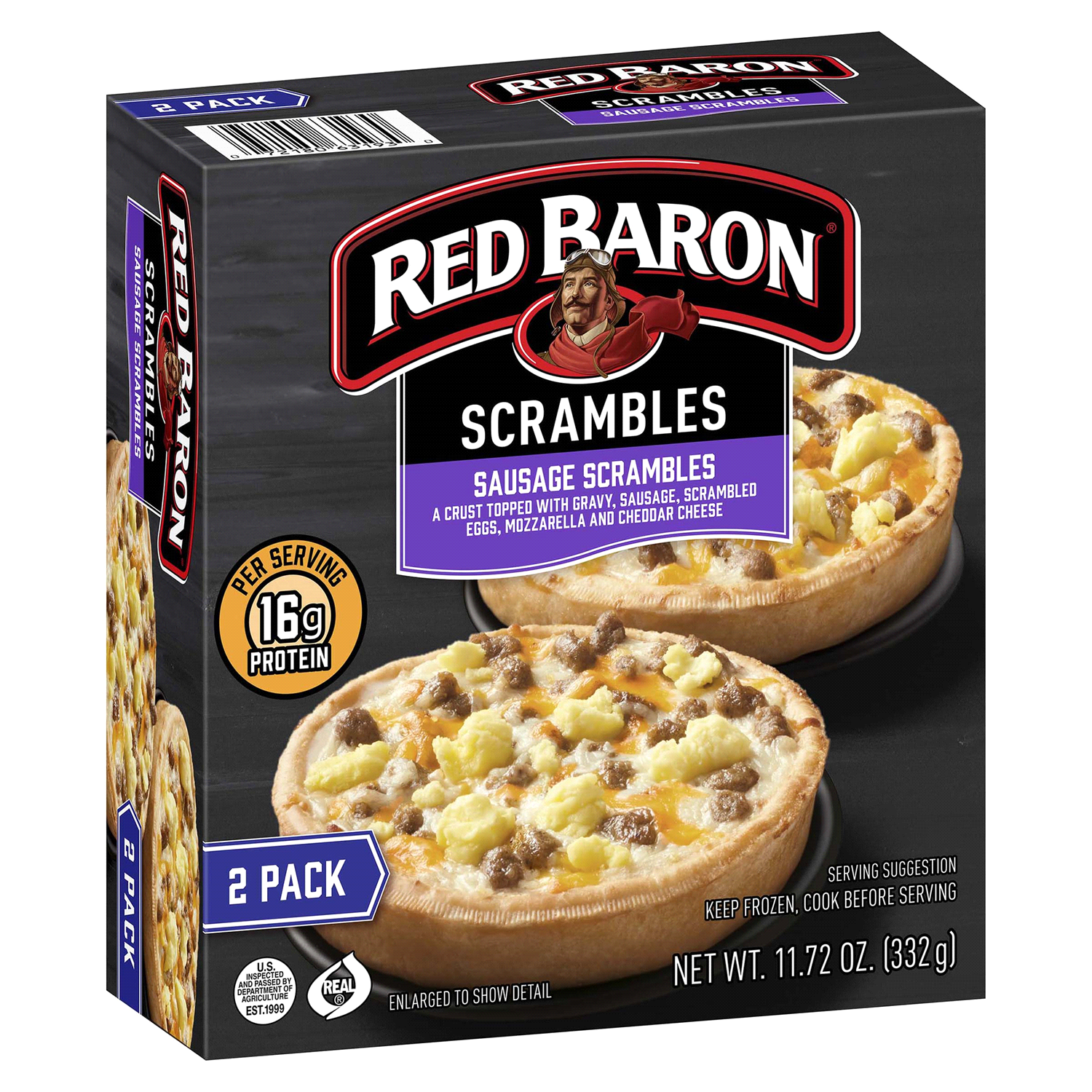 slide 3 of 3, Red Baron Breakfast Scrambles Sausage, Egg and Cheese Pizzas 2 ea, 2 ct