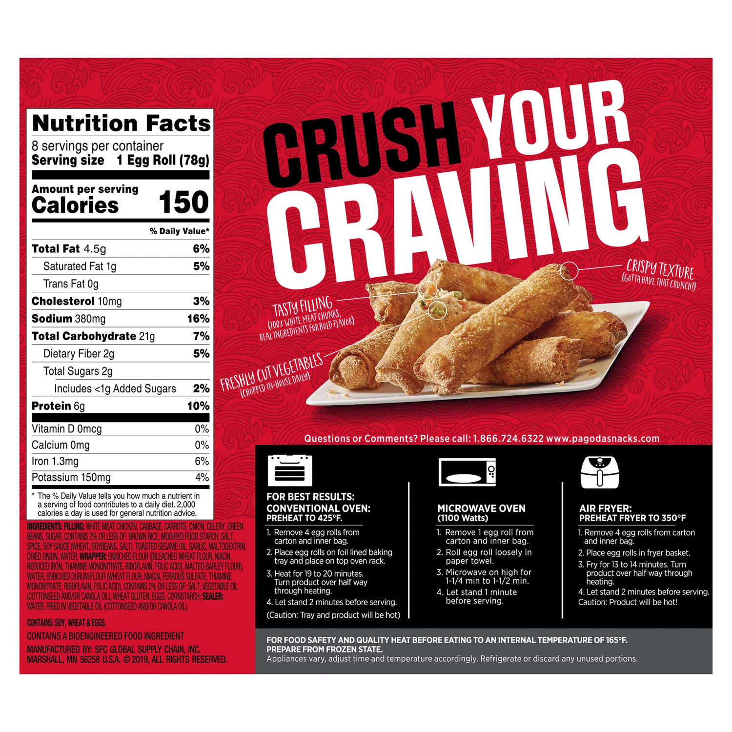 slide 2 of 3, Pagoda Express Chicken Egg Rolls 22 oz, 22 oz