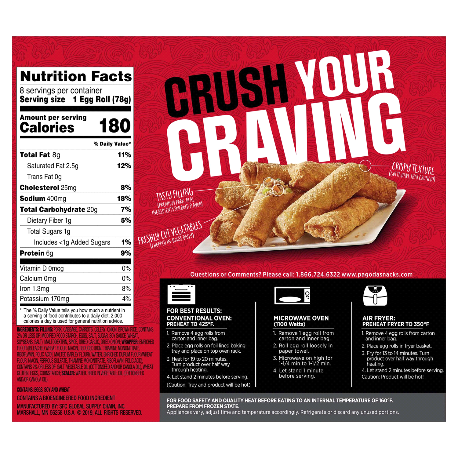 slide 2 of 3, Pagoda Express Pork Egg Rolls 22 oz, 22 oz