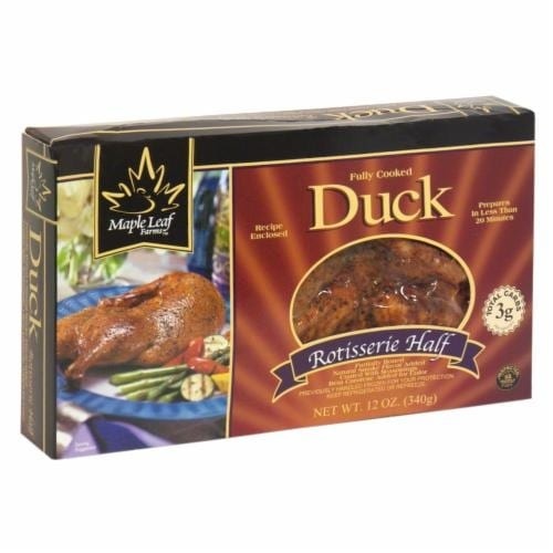 slide 1 of 1, Maple Leaf Fully Cooked Rotisserie Half Duck, 12 oz