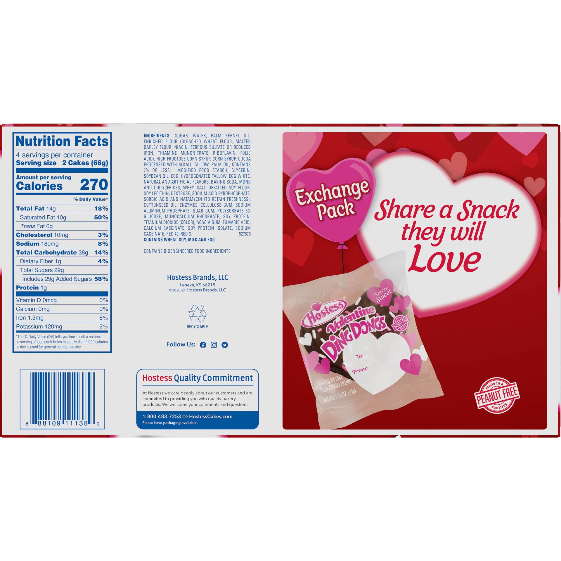 slide 4 of 5, HOSTESS Heart Shaped DING DONGS 8 Count 9 oz, 9.31 oz