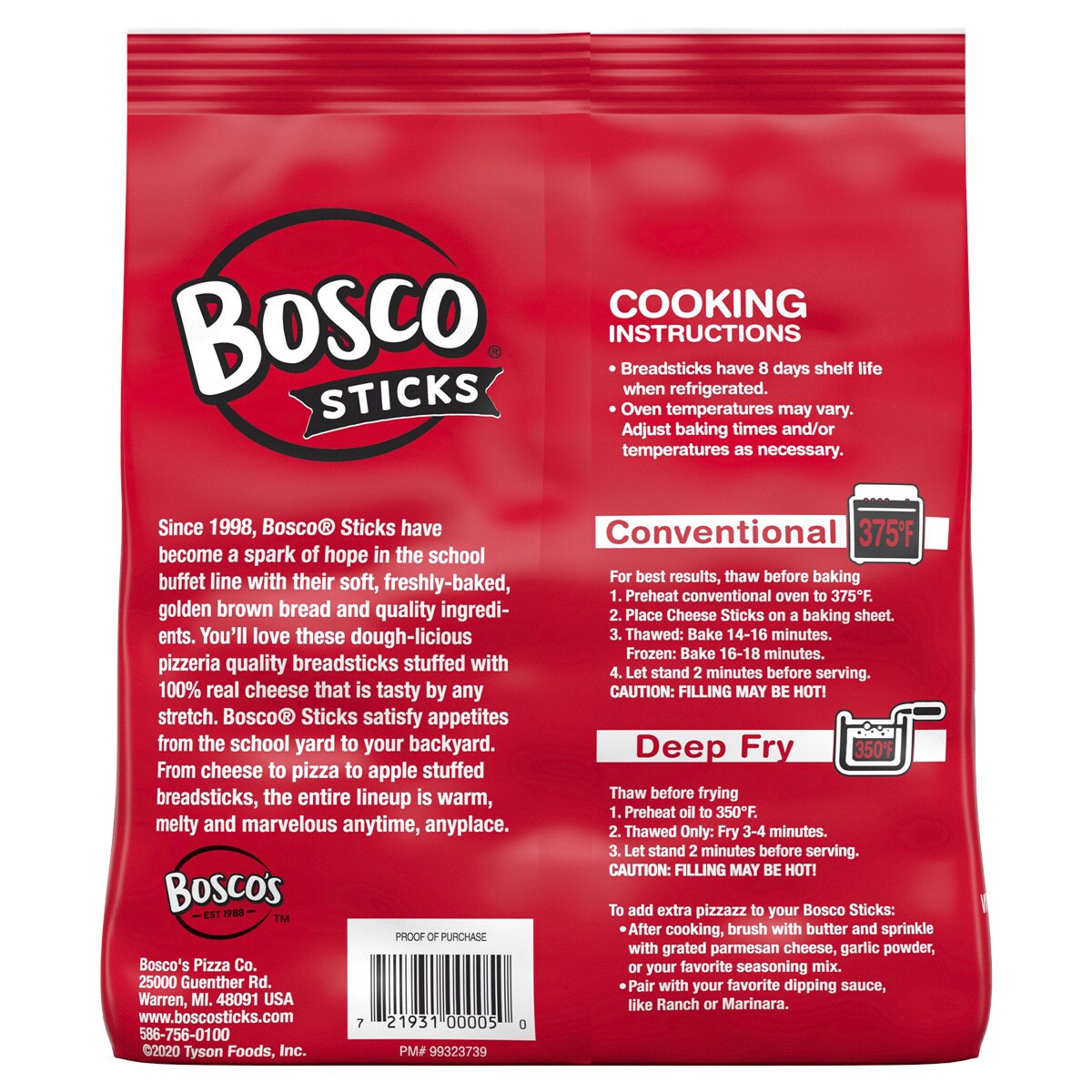 slide 11 of 29, Bosco's Mozzarella Cheese Stuffed Breadsticks, 14.5 oz (Frozen), 411.55 g