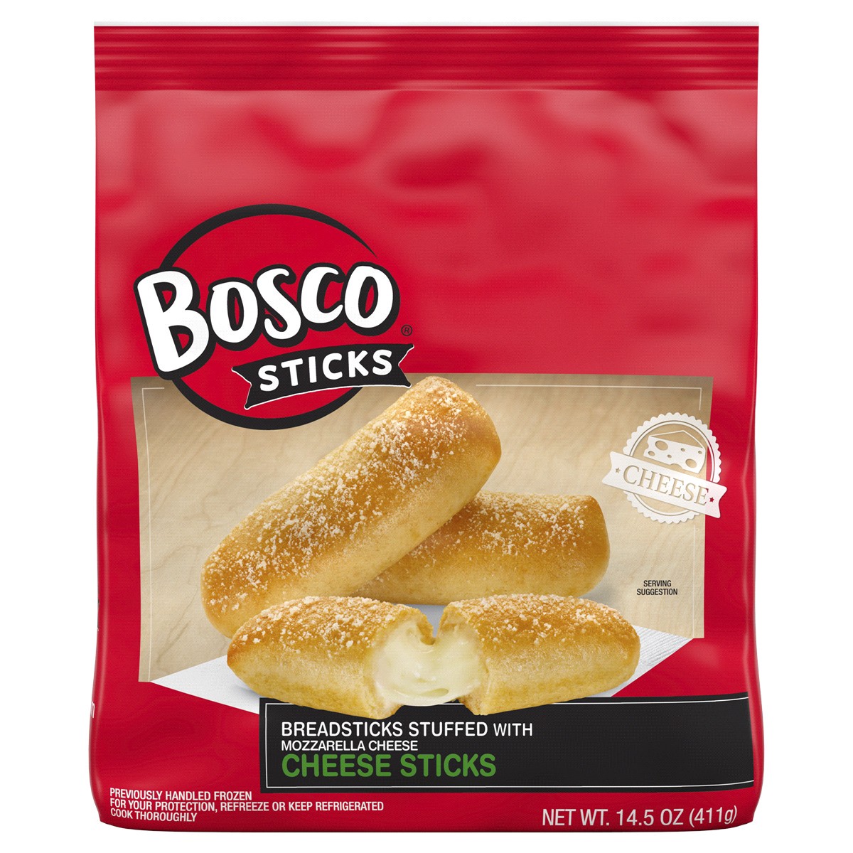 slide 1 of 29, Bosco's Mozzarella Cheese Stuffed Breadsticks, 14.5 oz (Frozen), 411.55 g