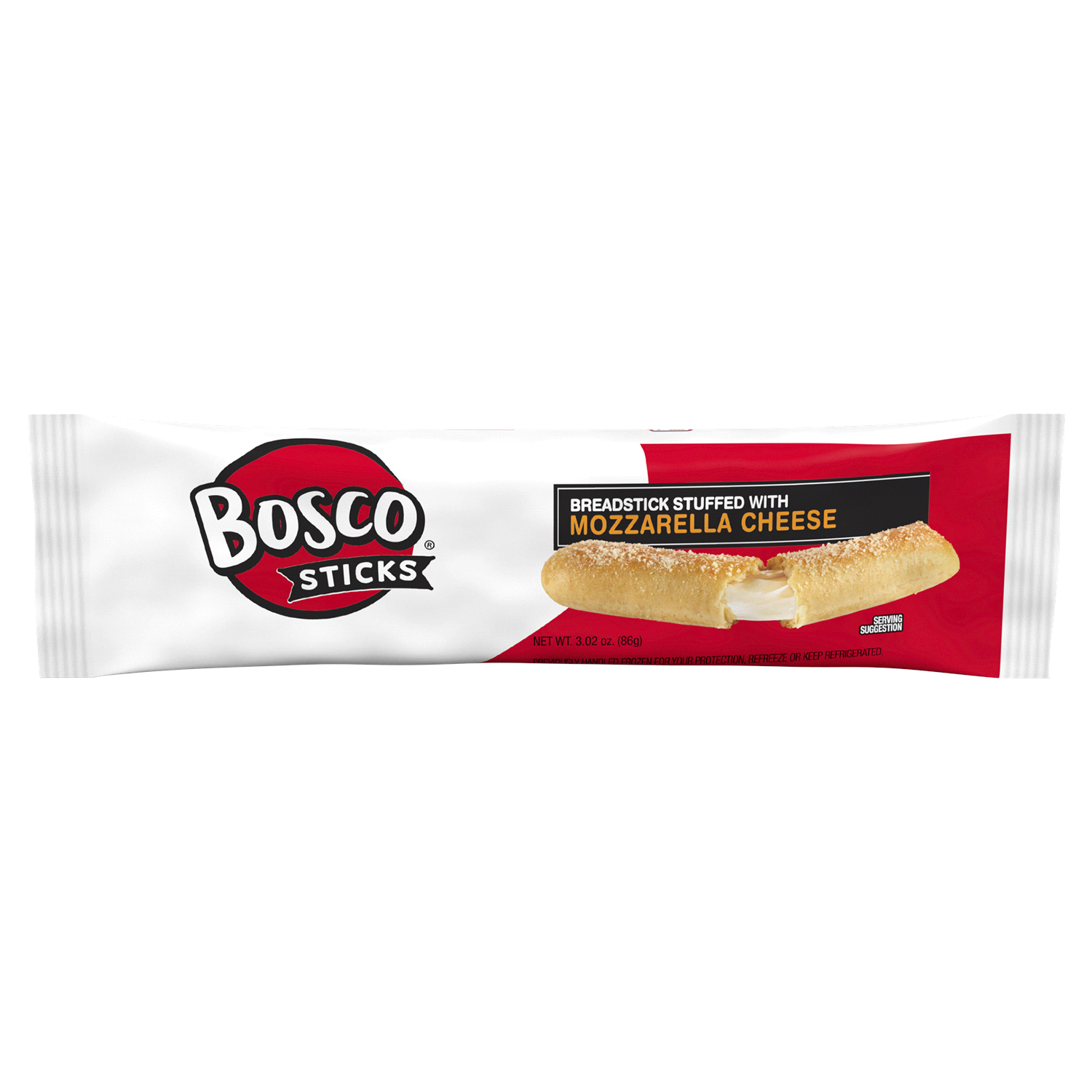slide 1 of 5, Bosco's Bosco Individually Wrapped Breadstick Stuffed with Mozzarella Cheese, 3.02 oz