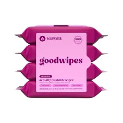 Goodwipes Flushable Personal Wipes - Rosewater - 50 ct / 4 pk