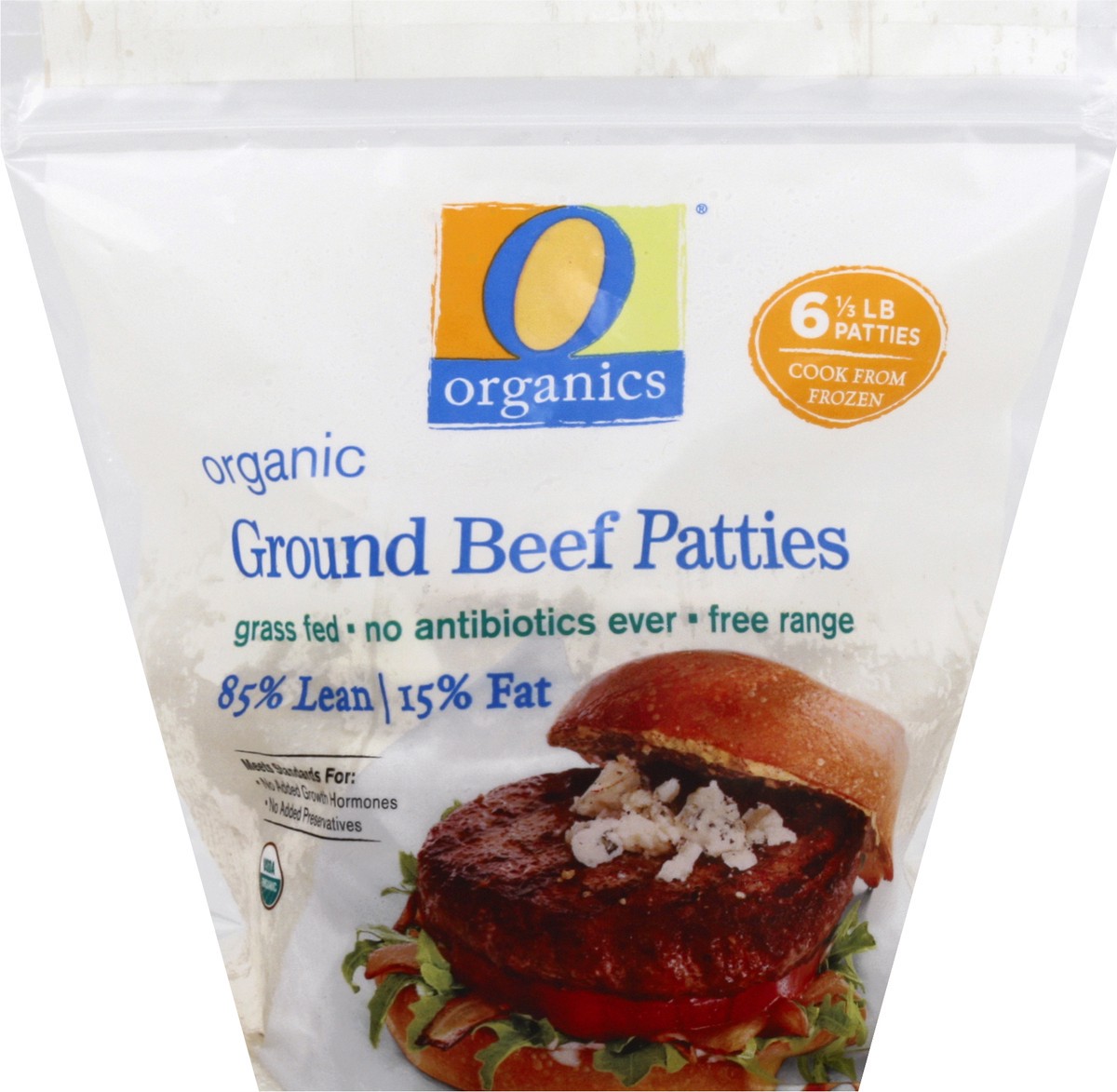 slide 9 of 11, O Organics Beef Patties 85% Lean 15% Fat, 32 oz