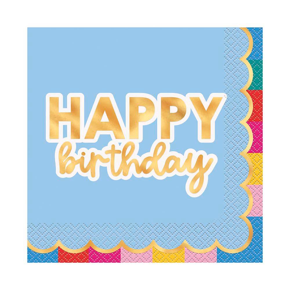 slide 1 of 1, Packed Party Happy Birthday Lunch Napkins - Blue, 16 ct