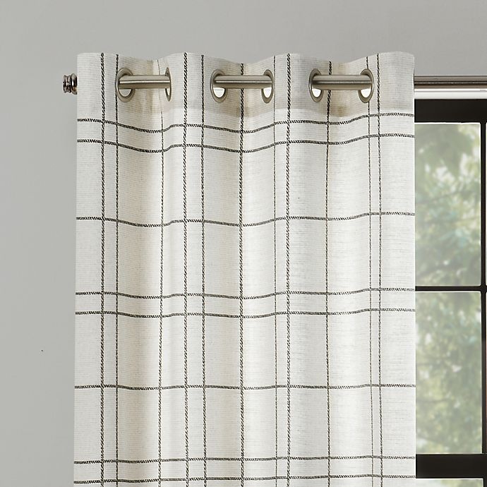 slide 2 of 8, Mercantile Altura Plaid Grommet Window Panel - Ivory, 63 in