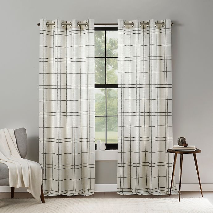 slide 1 of 8, Mercantile Altura Plaid Grommet Window Panel - Ivory, 63 in