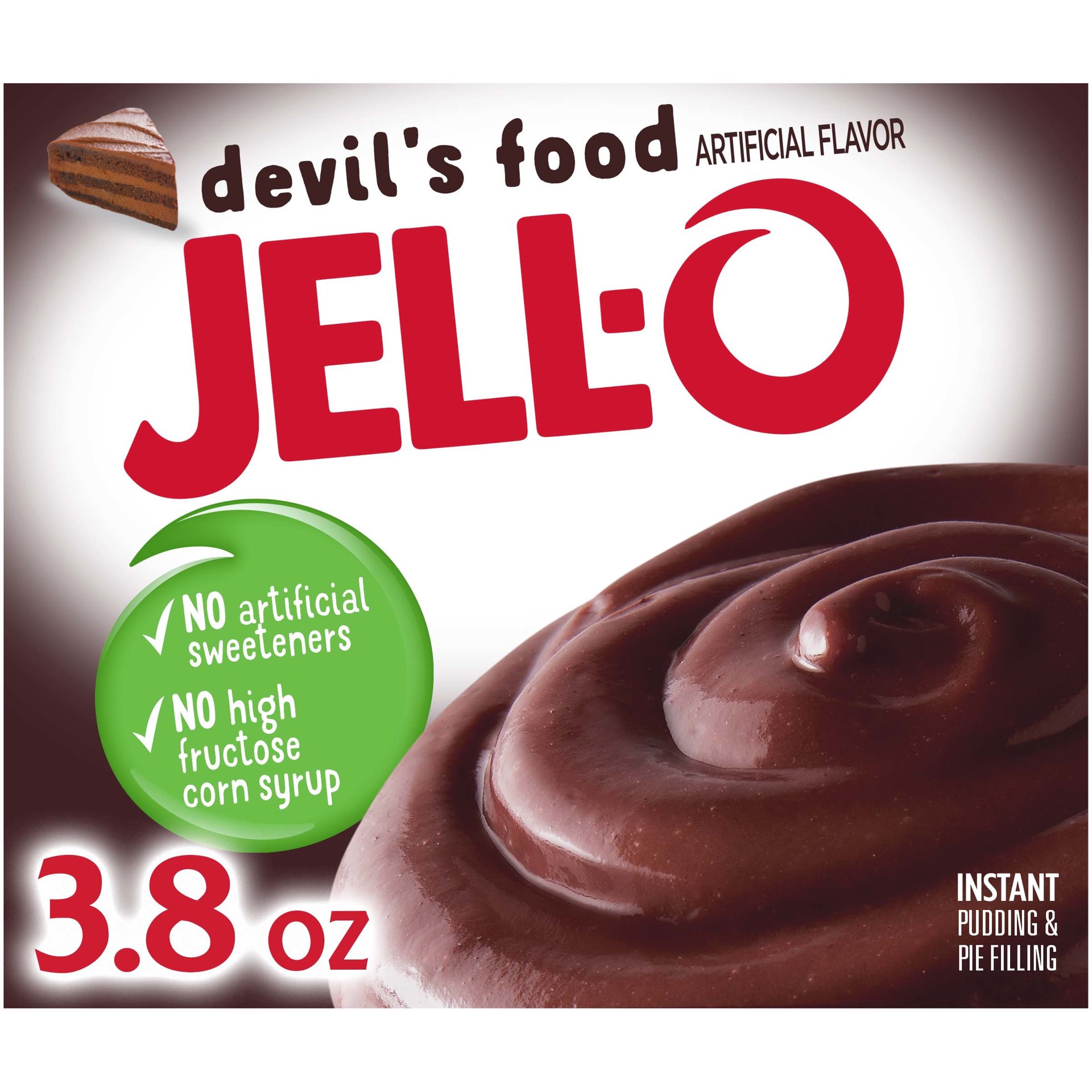 slide 1 of 9, Jell-O Devil's Food Instant Pudding & Pie Filling Mix, 3.8 oz Box, 3.8 oz