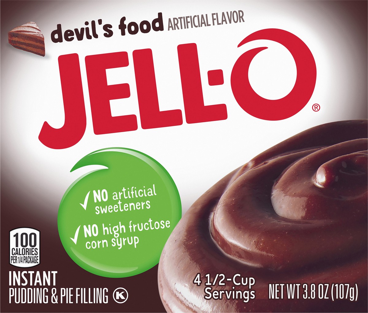 slide 7 of 9, Jell-O Devil's Food Instant Pudding & Pie Filling Mix, 3.8 oz Box, 3.8 oz