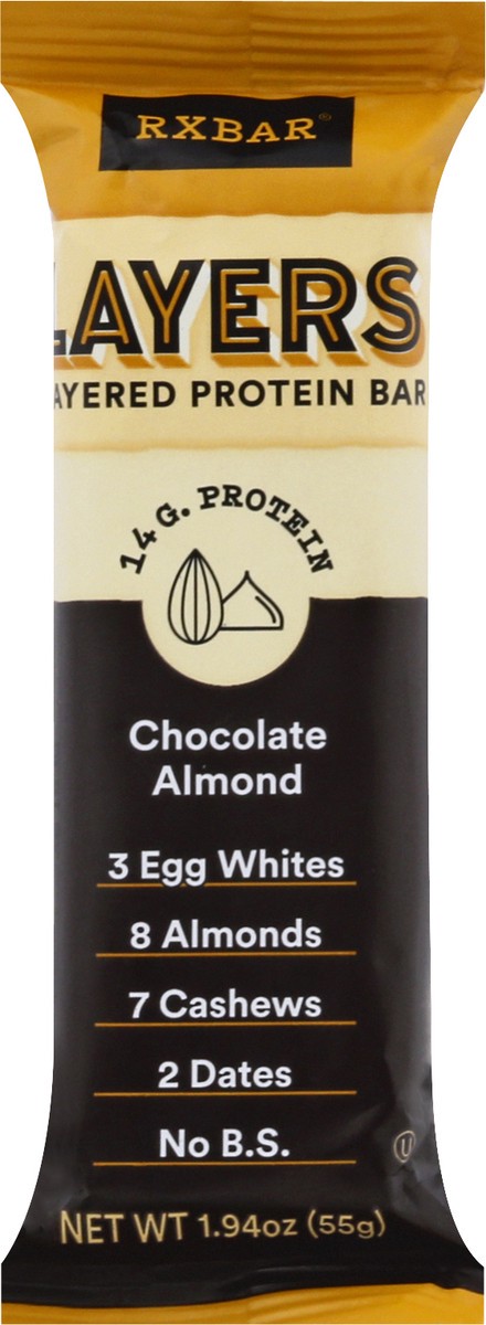 slide 6 of 9, RXBAR Layers Layered Protein Bar, Chocolate Almond, 1.94 oz, 1.94 oz