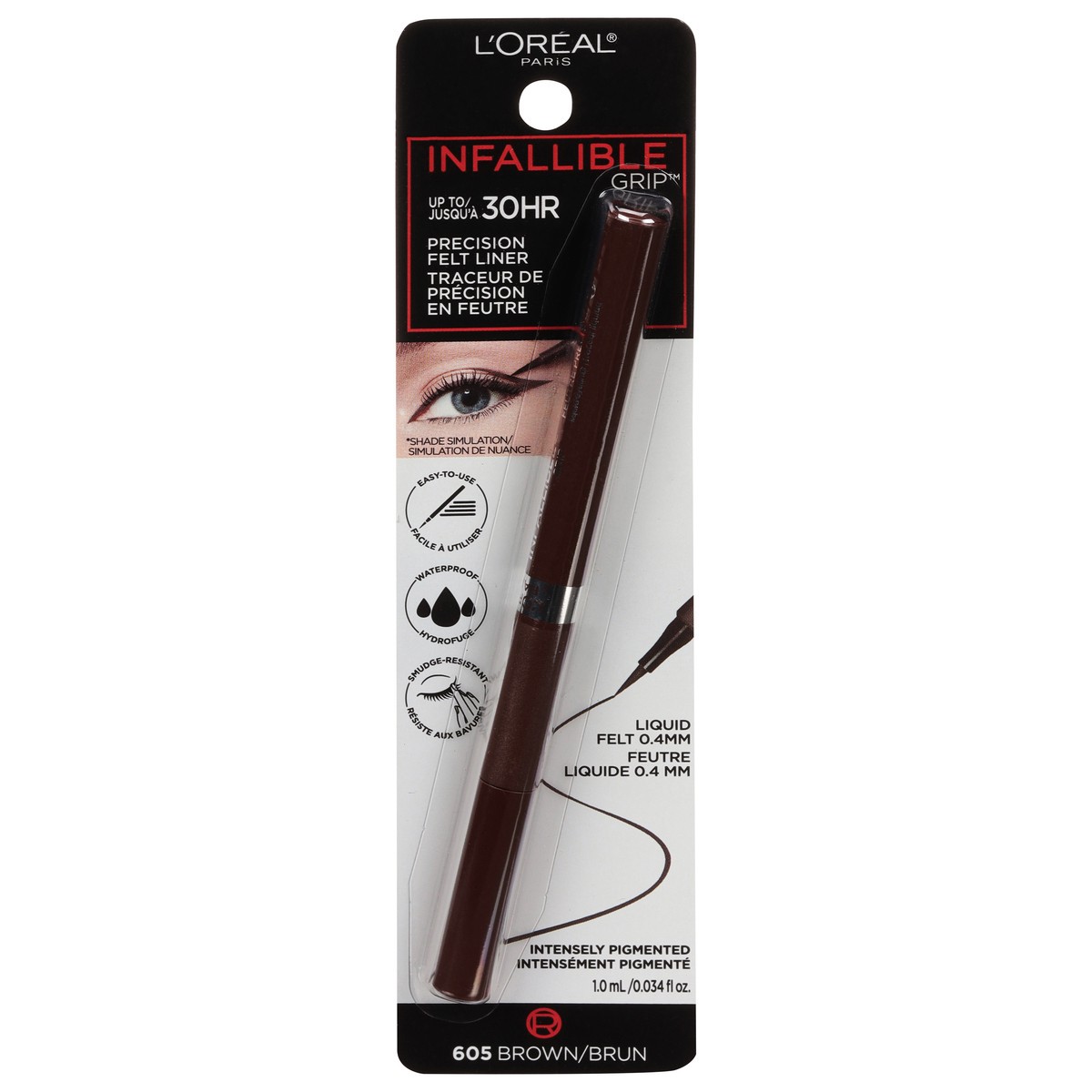 slide 1 of 2, L'Oréal Infallible Grip Brown 605 Precision Felt Liner 0.034 fl oz, 0.03 fl oz