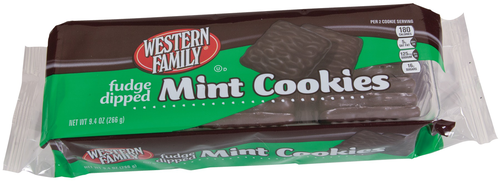 slide 1 of 1, Western Family Fudge Dipped Mint Cookies, 9.4 oz