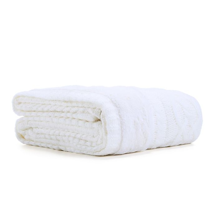 slide 1 of 2, Berkshire Blanket Sweaterknit Reversible Faux Fur Throw Blanket - Cream, 1 ct