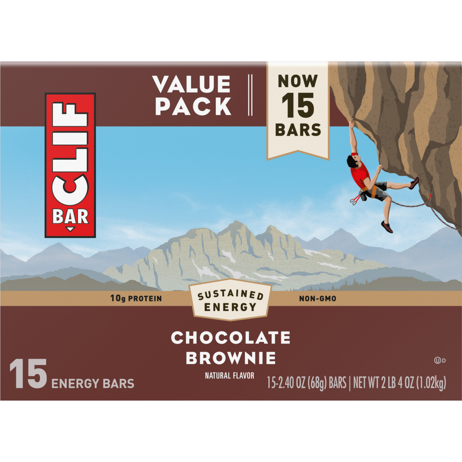 slide 8 of 8, CLIF BAR - Chocolate Brownie Flavor - Made with Organic Oats - 10g Protein - Non-GMO - Plant Based - Energy Bars - 2.4 oz. (15 Pack), 36 oz