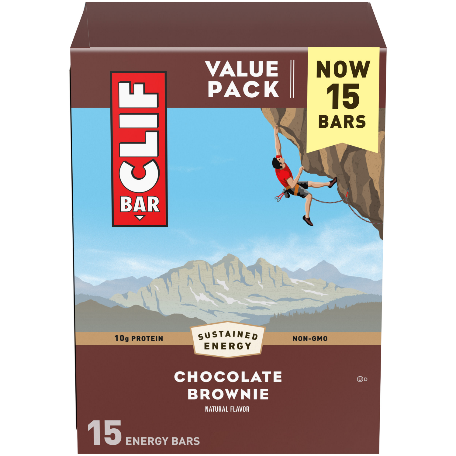 slide 1 of 8, CLIF BAR - Chocolate Brownie Flavor - Made with Organic Oats - 10g Protein - Non-GMO - Plant Based - Energy Bars - 2.4 oz. (15 Pack), 36 oz