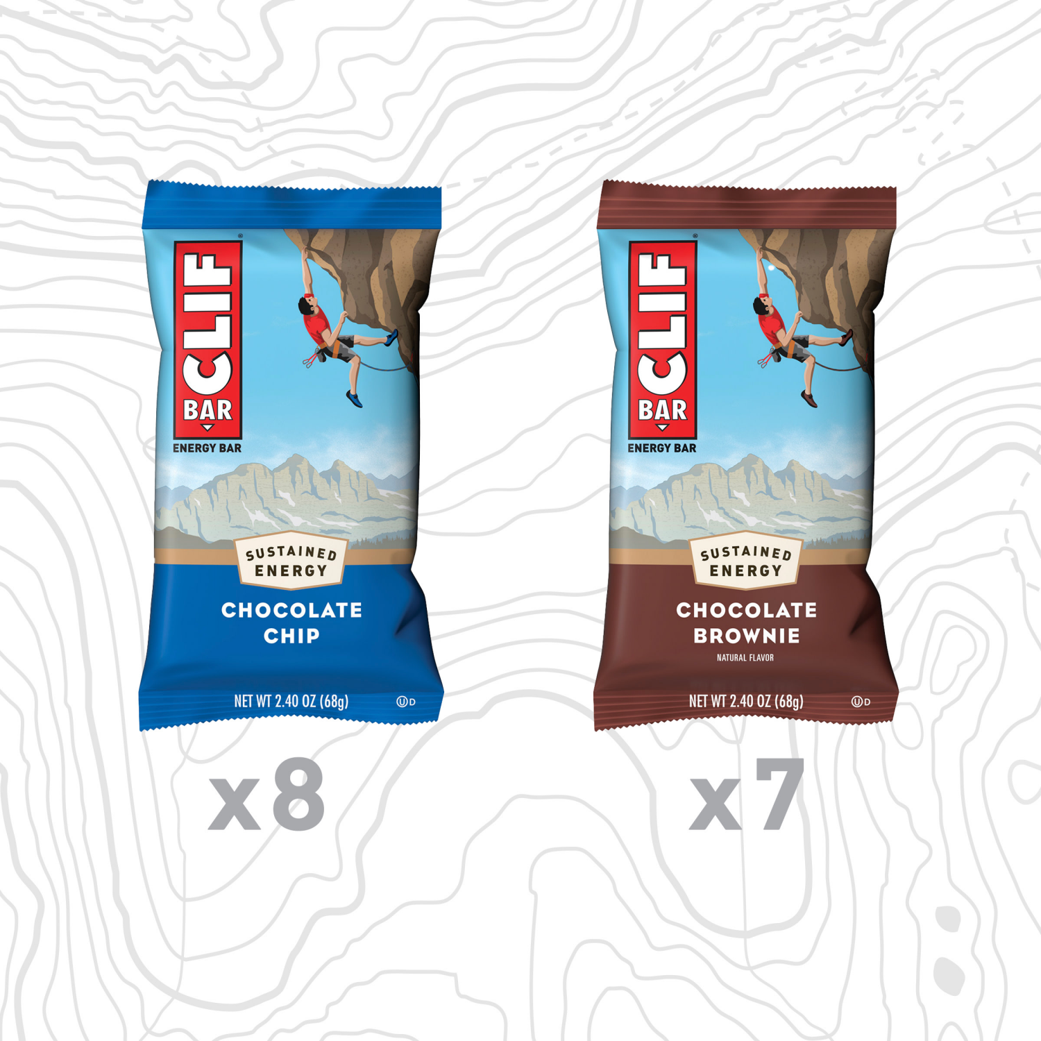 slide 7 of 8, CLIF BAR - Chocolate Chip and Chocolate Brownie - Variety Pack - Made with Organic Oats - 10g Protein - Non-GMO - Plant Based - Energy Bars - 2.4 oz. (15 Pack), 15 ct