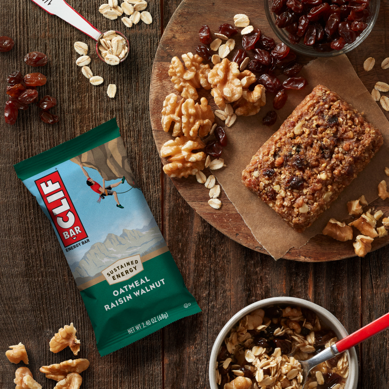 slide 2 of 8, CLIF BAR - Oatmeal Raisin Walnut - Made with Organic Oats - Energy Bars - Non-GMO - Plant Based Protein Bars (5 Pack), 5 ct