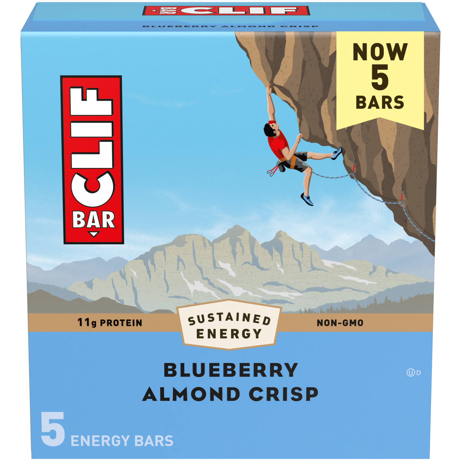 slide 1 of 8, CLIF BAR - Blueberry Almond Crisp - Made with Organic Oats - Energy Bars - Non-GMO - Plant Based Protein Bars (5 Pack), 5 ct