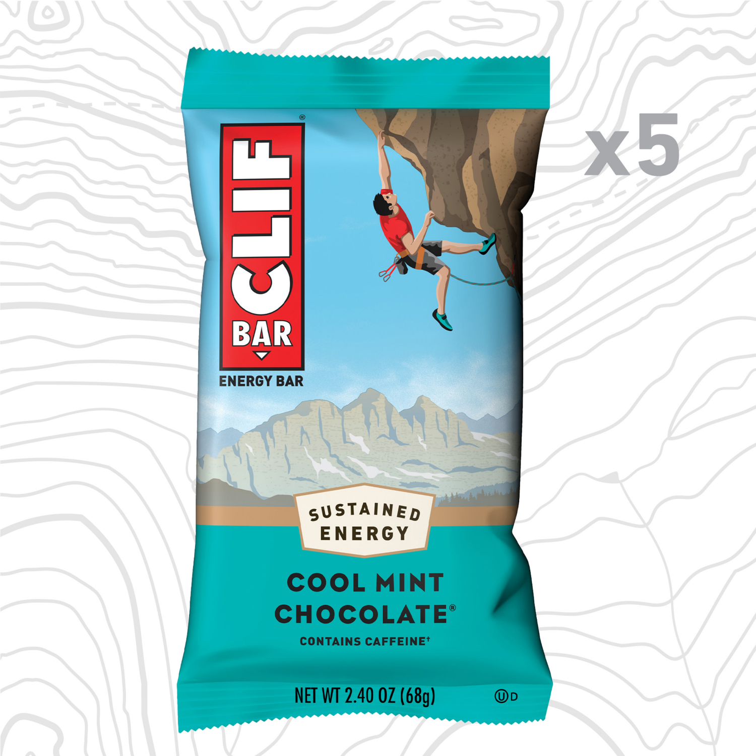 slide 4 of 8, CLIF BAR - Cool Mint Chocolate with Caffeine - Made with Organic Oats - Energy Bars - Non-GMO - Plant Based Protein Bars (5 Pack), 5 ct