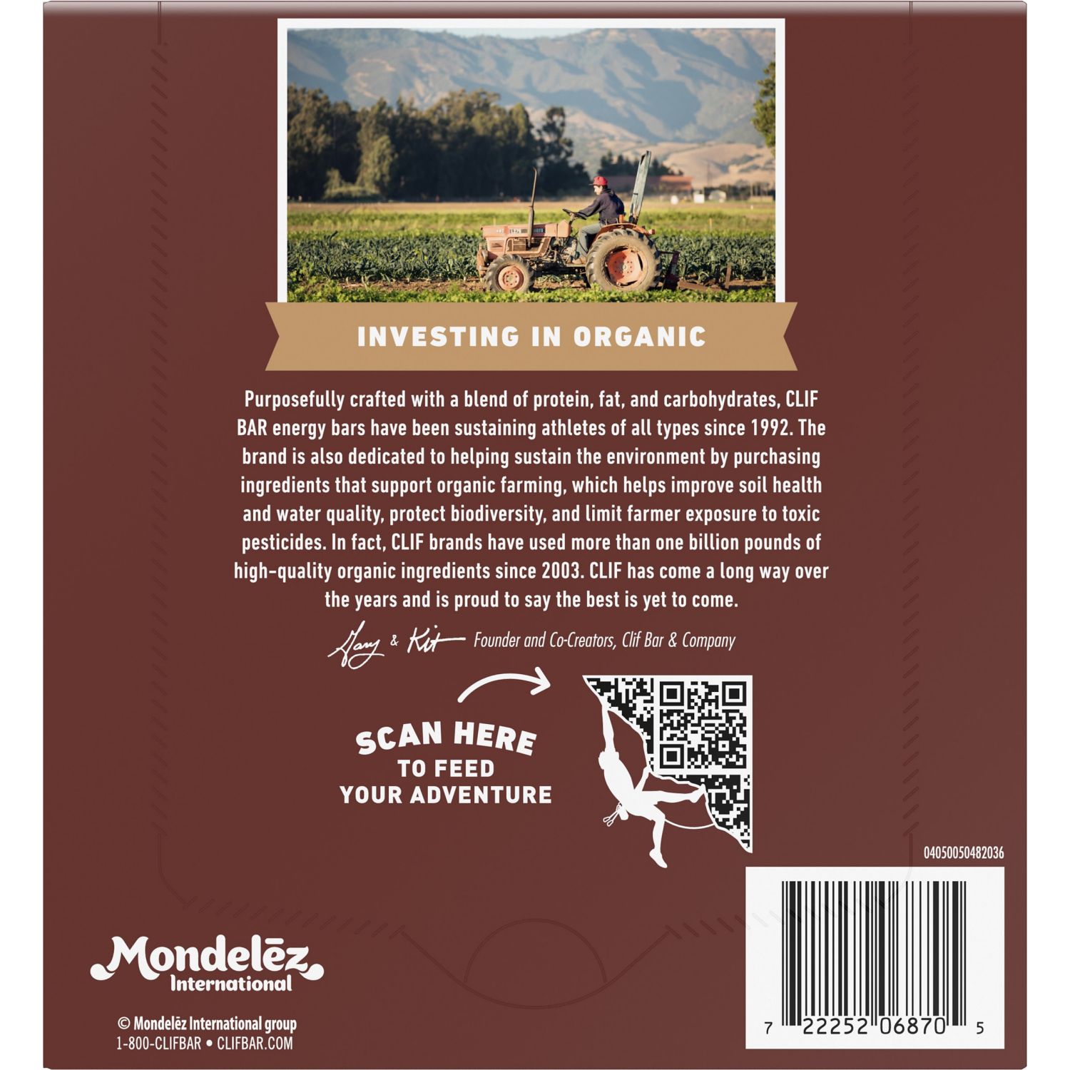 slide 8 of 8, CLIF BAR - Chocolate Brownie Flavor - Made with Organic Oats - Energy Bars - Non-GMO - Plant Based Protein Bars (5 Pack), 5 ct