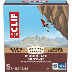 CLIF BAR - Chocolate Brownie Flavor - Made with Organic Oats - Energy Bars - Non-GMO - Plant Based Protein Bars (5 Pack)
