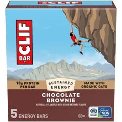 CLIF BAR - Chocolate Brownie Flavor - Made with Organic Oats - Energy Bars - Non-GMO - Plant Based Protein Bars (5 Pack)