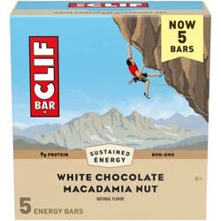 CLIF BAR - White Chocolate Macadamia Nut Flavor - Made with Organic Oats - Energy Bars - Non-GMO - Plant Based Protein Bars (5 Pack)