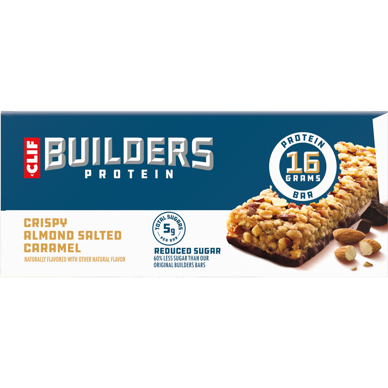 slide 2 of 8, CLIF Builders CLIF BUILDERS Protein Bars - Crispy Almond Salted Caramel - Reduced Sugar - Gluten Free - 16g Protein - No Artificial Sweeteners - 1.97 oz. (6 Pack), 6 ct