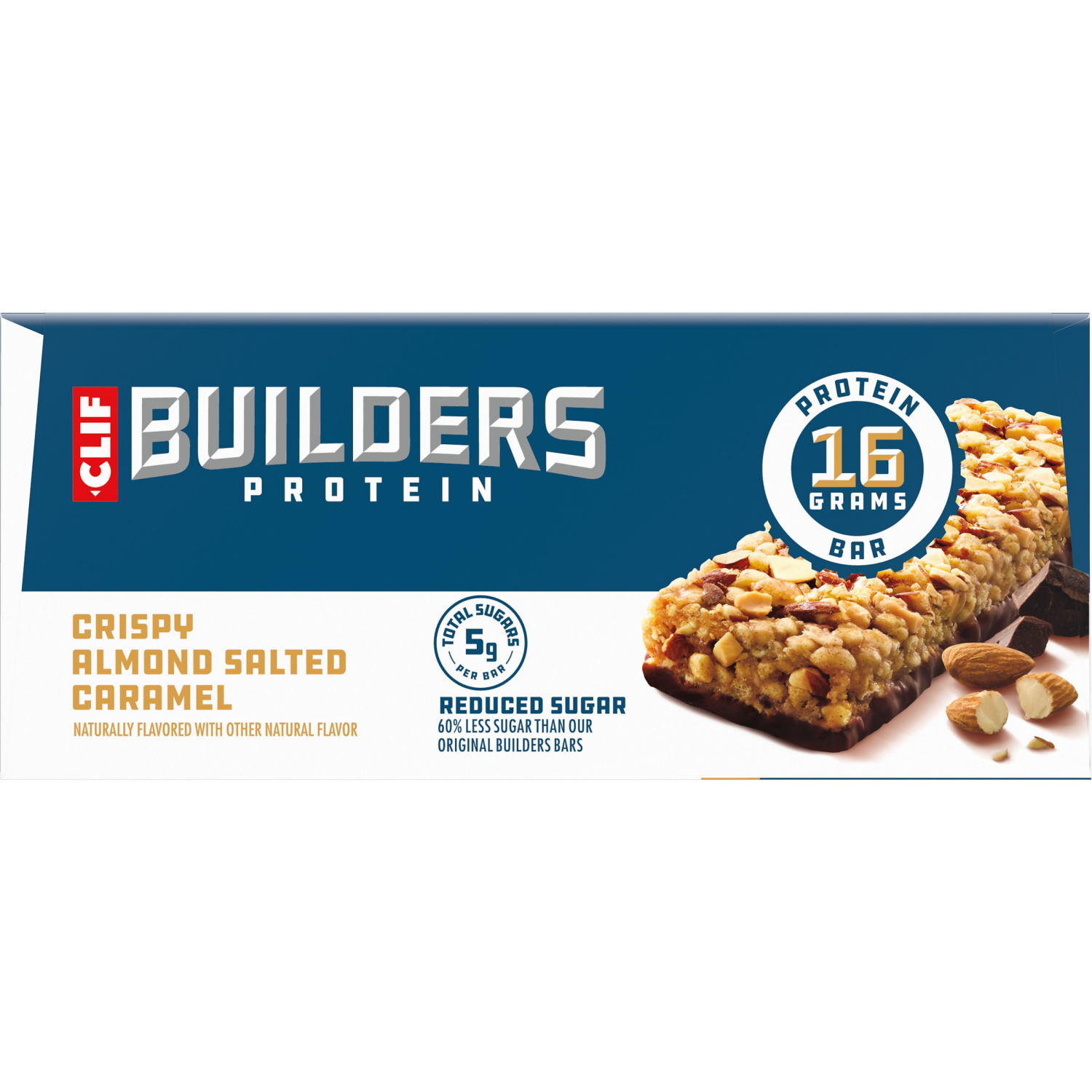 slide 4 of 8, CLIF Builders CLIF BUILDERS Protein Bars - Crispy Almond Salted Caramel - Reduced Sugar - Gluten Free - 16g Protein - No Artificial Sweeteners - 1.97 oz. (6 Pack), 6 ct