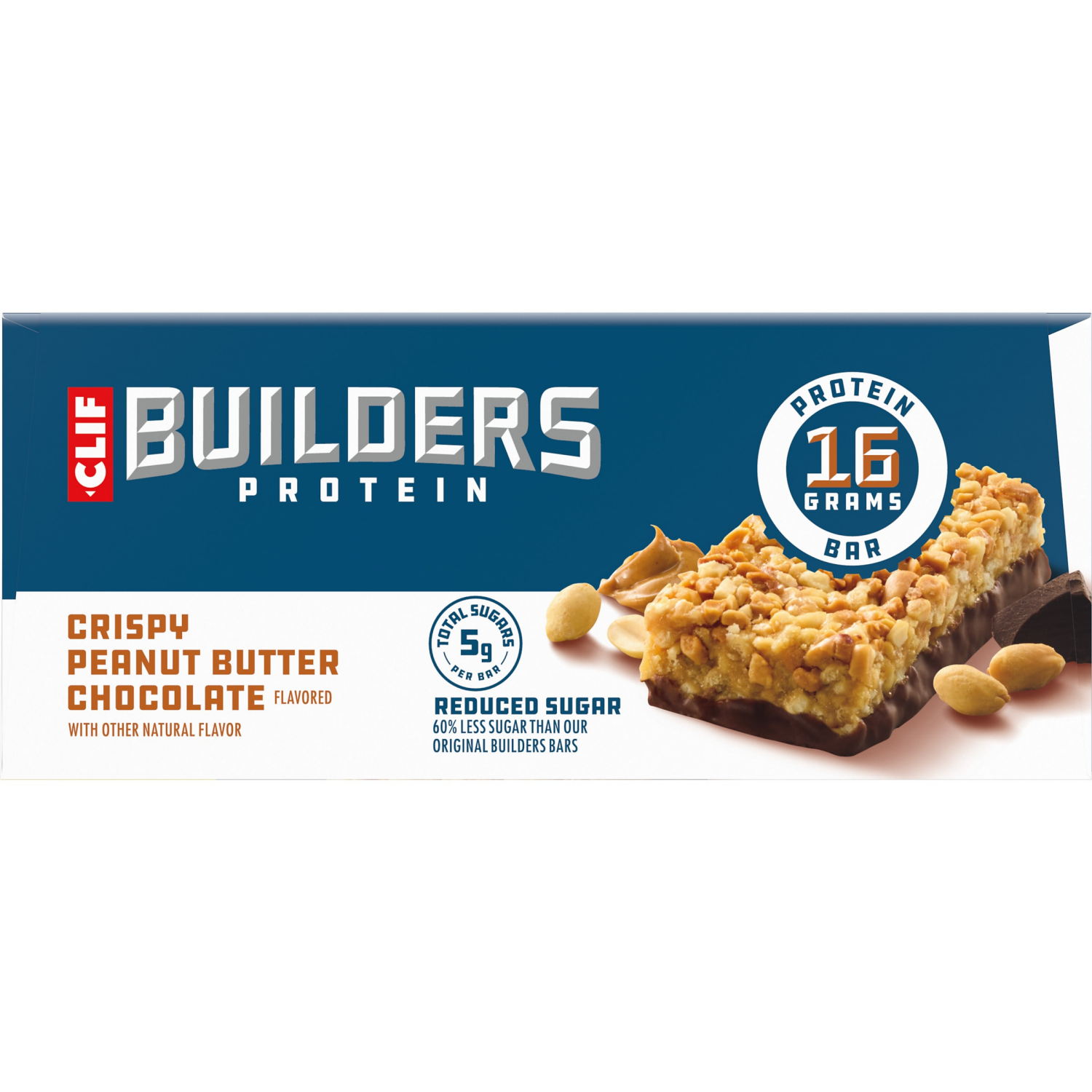 slide 2 of 8, CLIF Builders CLIF BUILDERS Protein Bars - Crispy Peanut Butter Chocolate Flavored - Reduced Sugar - Gluten Free - 16g Protein - No Artificial Sweeteners - 1.97 oz. (6 Pack), 6 ct