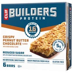 CLIF Builders CLIF BUILDERS Protein Bars - Crispy Peanut Butter Chocolate Flavored - Reduced Sugar - Gluten Free - 16g Protein - No Artificial Sweeteners - 1.97 oz. (6 Pack)