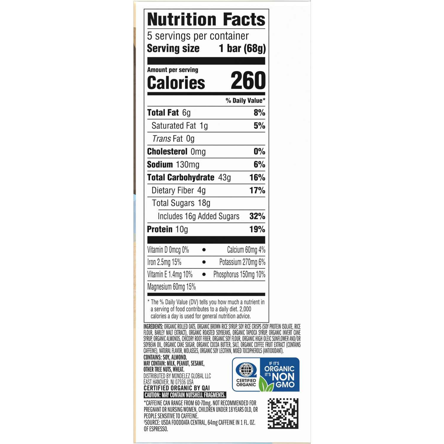 slide 2 of 8, CLIF BAR Caffeinated Collection - Vanilla Almond Flavor - Made with Organic Oats - Energy Bars - Non-GMO - Plant Based Protein Bars (5 Pack), 5 ct