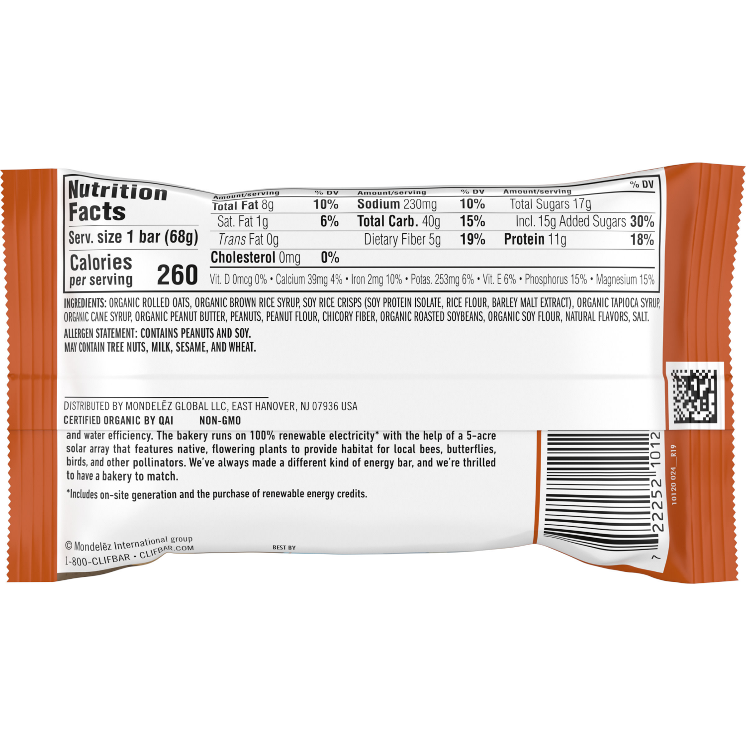 slide 8 of 8, CLIF Bar Crunchy Peanut Butter Energy Bar - 2.4 oz, 2.4 oz