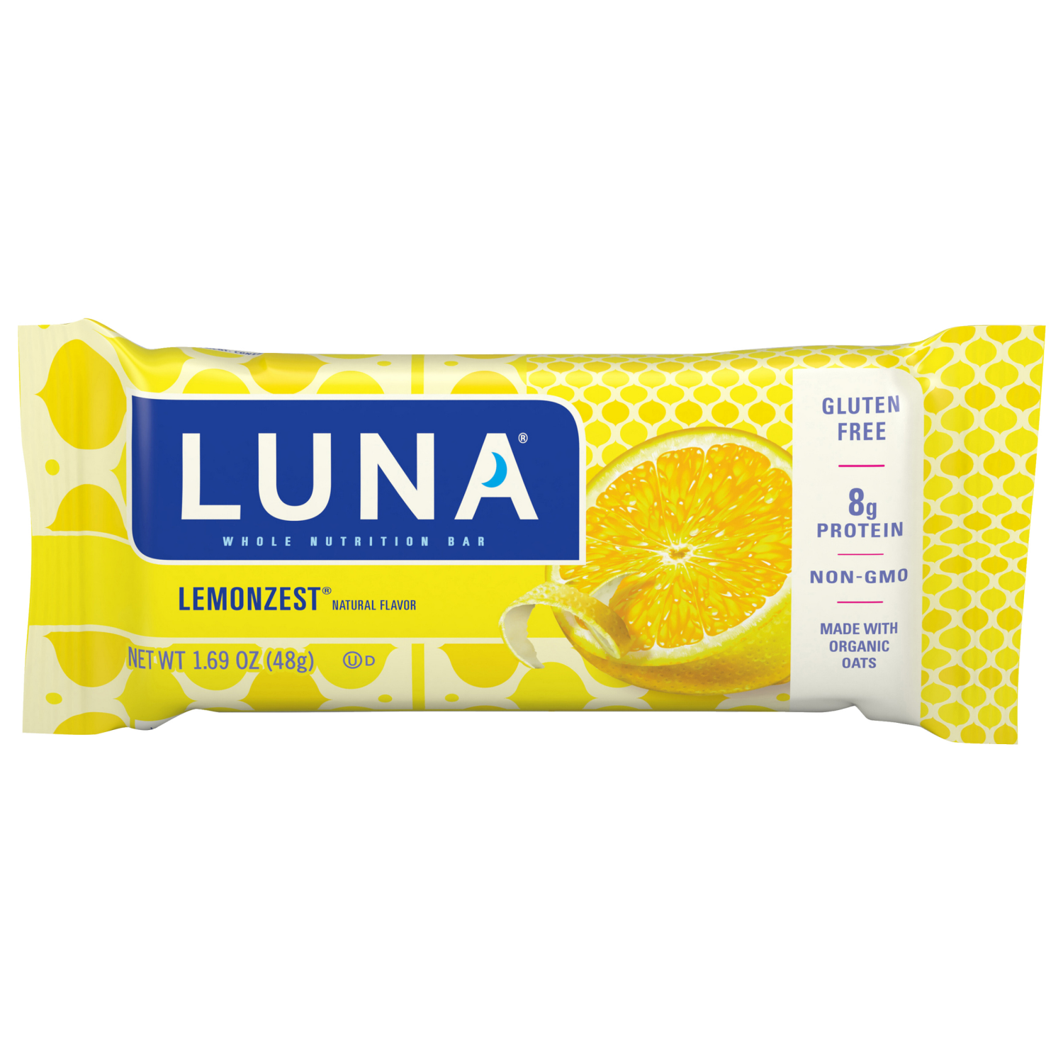 slide 1 of 2, LUNA Bar - LemonZest Flavor - Gluten Free Snack Bars - Non-GMO - Protein Bars - Made with Organic Oats (1 Count), 1.69 oz