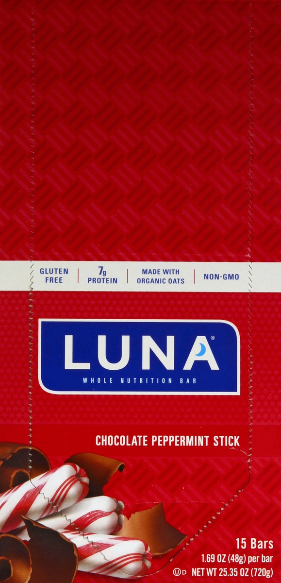 slide 3 of 4, Luna Chocolate Peppermint Stick Nutrition Bar,