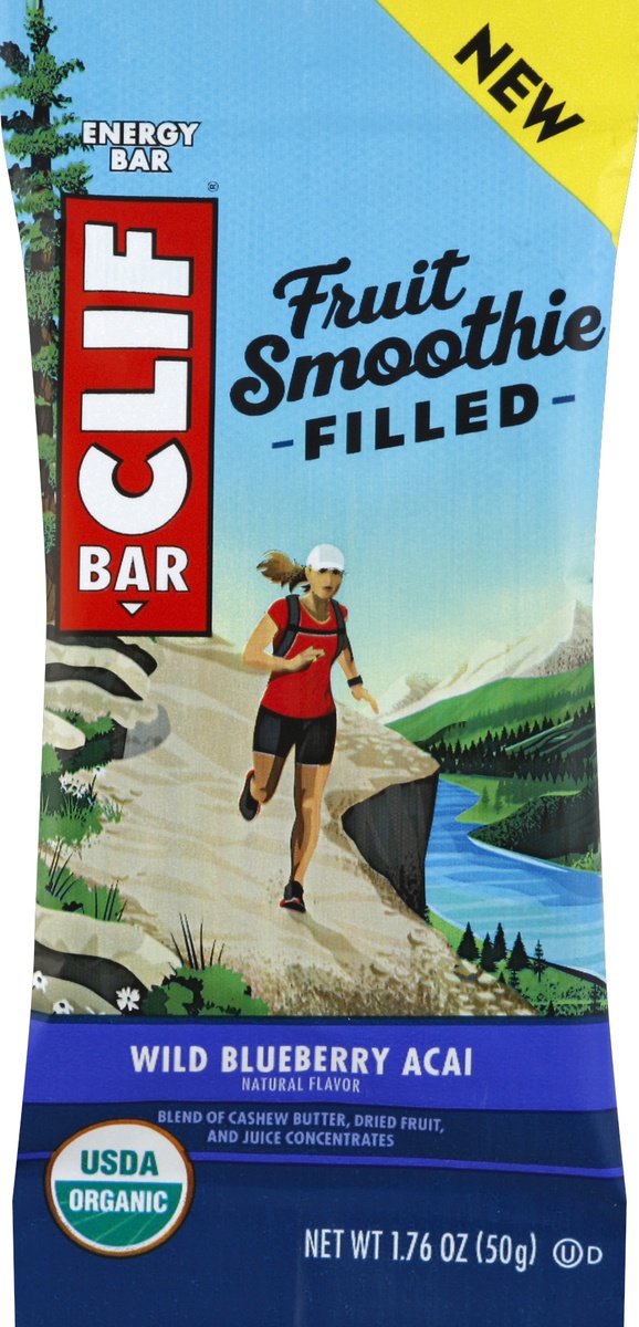 slide 5 of 5, CLIF Fruit Smoothie Filled Wild Blueberry Acai Energy Bar, 12 ct