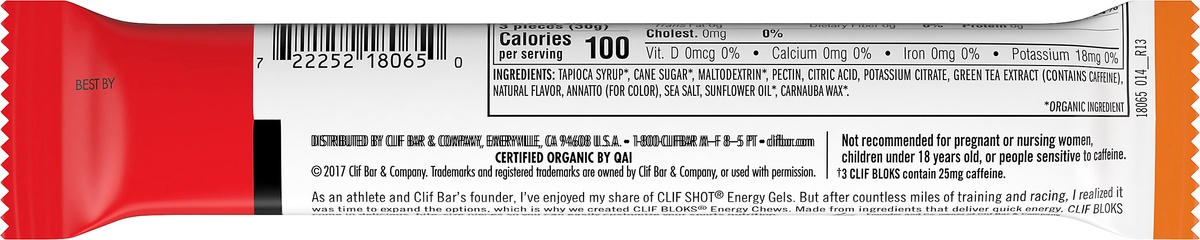 slide 5 of 10, CLIF Orange Energy Chews, 2.12 oz