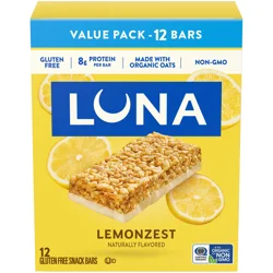 LUNA Bar - LemonZest Flavor - Gluten Free Snack Bars - Non-GMO - Protein Bars - Made with Organic Oats - Value Pack (12 Pack)