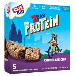 Zbar Protein - Chocolate Chip - Crispy Snack Bars - Made with Organic Oats - Non-GMO - 5g Protein - Gluten Free Protein Bars (5 Pack)