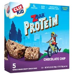 Zbar Protein - Chocolate Chip - Crispy Snack Bars - Made with Organic Oats - Non-GMO - 5g Protein - Gluten Free Protein Bars (5 Pack)