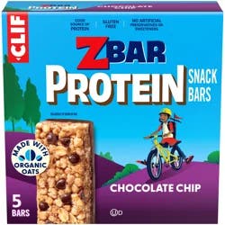 Zbar Protein - Chocolate Chip - Crispy Snack Bars - Made with Organic Oats - Non-GMO - 5g Protein - Gluten Free Protein Bars (5 Pack)